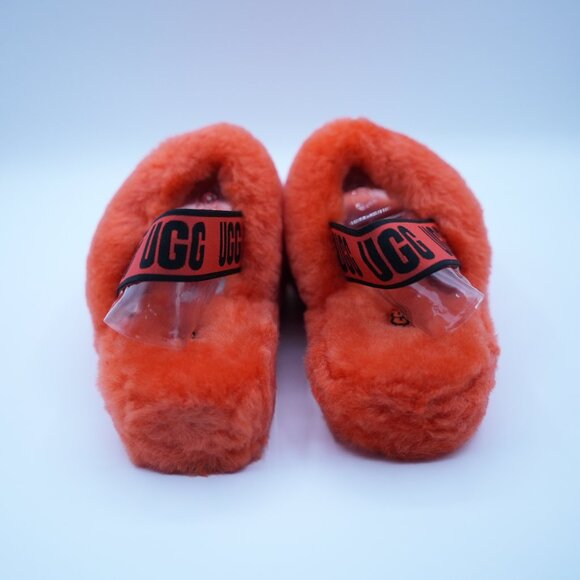 Ugg Fluff Yeah Slide Womens Size 6 Orange Fluffy Sandal Slingback Strap NWT - Picture 3 of 9